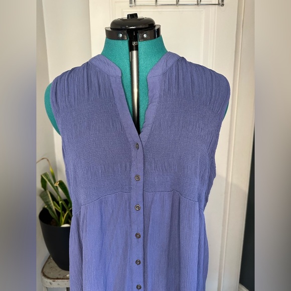 Knox Rose Dress Womens XXL Boho Sleeveless Smocked Button Up Boho Flowy Hippie - Picture 2 of 9